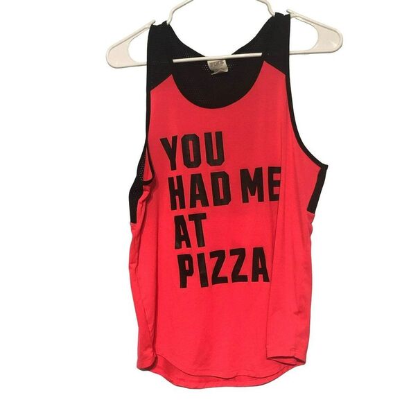 Pink Victoria's Secret XS Tank Top 'You Had Me At Pizza - Picture 1 of 7
